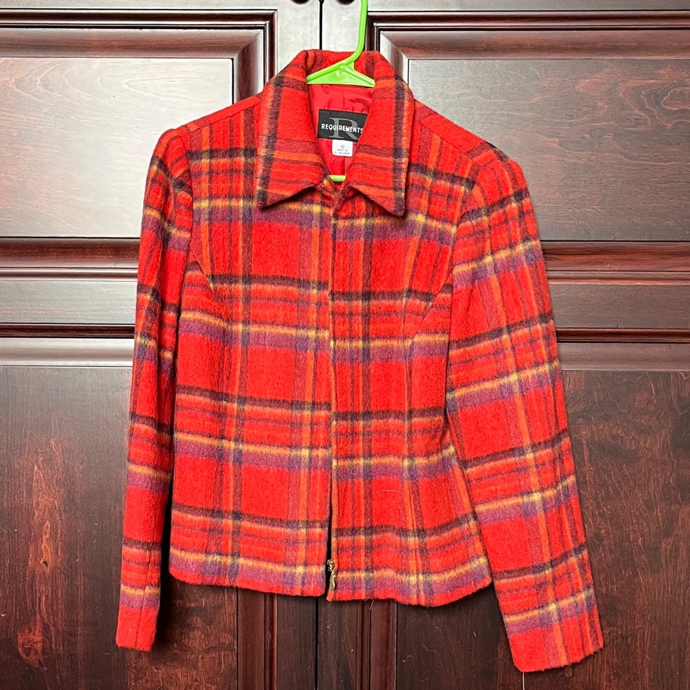 Requirements Red Plaid Zip-Front Jacket